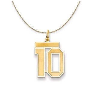 14k Yellow Gold, Jersey, Med Number 10 Necklace - 22 Inch